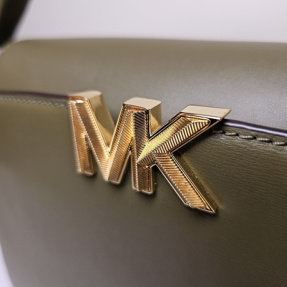 Michael Kors medium Karlie crossbody satchel olive leather gold hardware bag - Picture 8 of 14